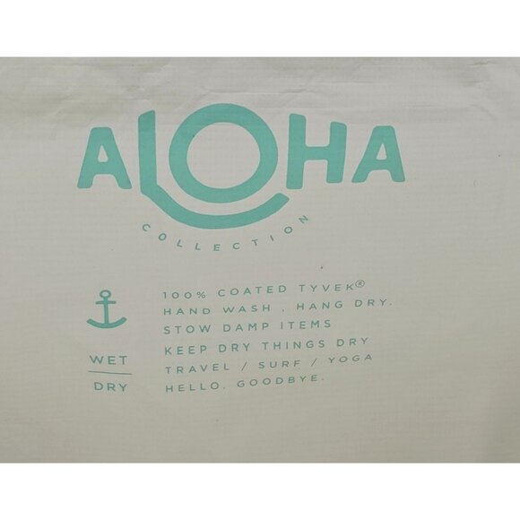 Aloha Collection Women's Aqua White Striped Splash-Proof Tote Bag Sz L 2559 - Picture 10 of 13